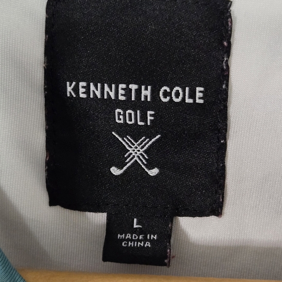 KENNETH COLE golf Mens large Dark Navy and white stripe Polo shirt - Picture 8 of 9